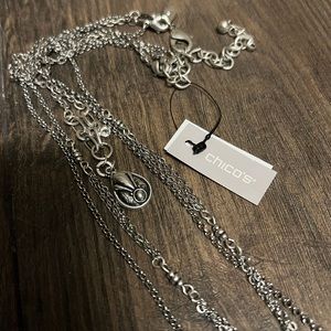 CHICO’S Silver Layered Crescent Moon Necklace 🌙